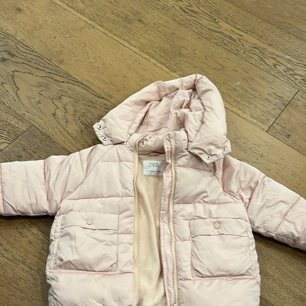 Zara pink puffer jacket size 3-4